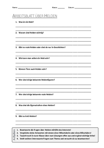 Arbeitsblatt zum Thema 